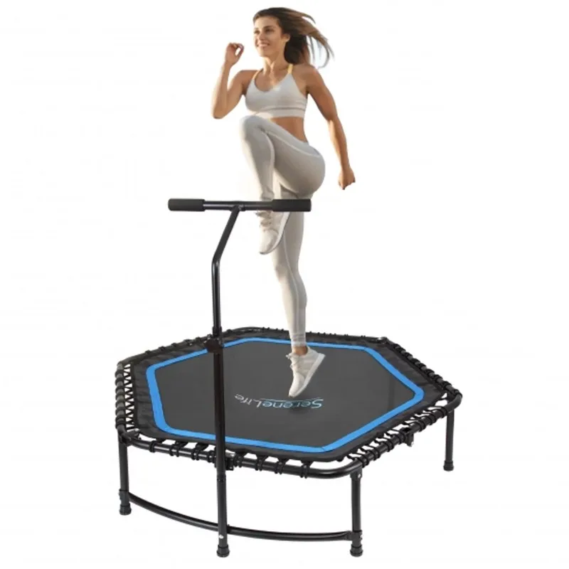 

SereneLife SLELT518 - Pro Aerobics Fitness Trampoline - Portable Gym Sports Trampoline with Adjustable Handrail