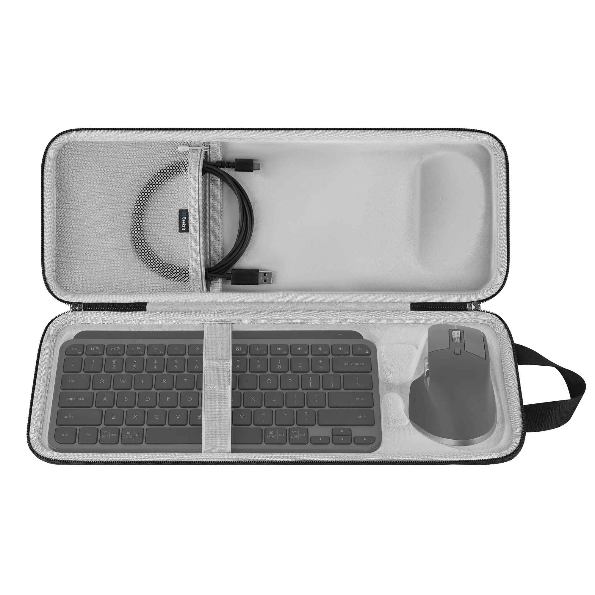 Фото Жесткий дорожный чехол Geekria для клавиатуры, совместимый с Logitech MX Keys Mini + MX Master 4/3S, сумка для клавиатуры и мыши. №1