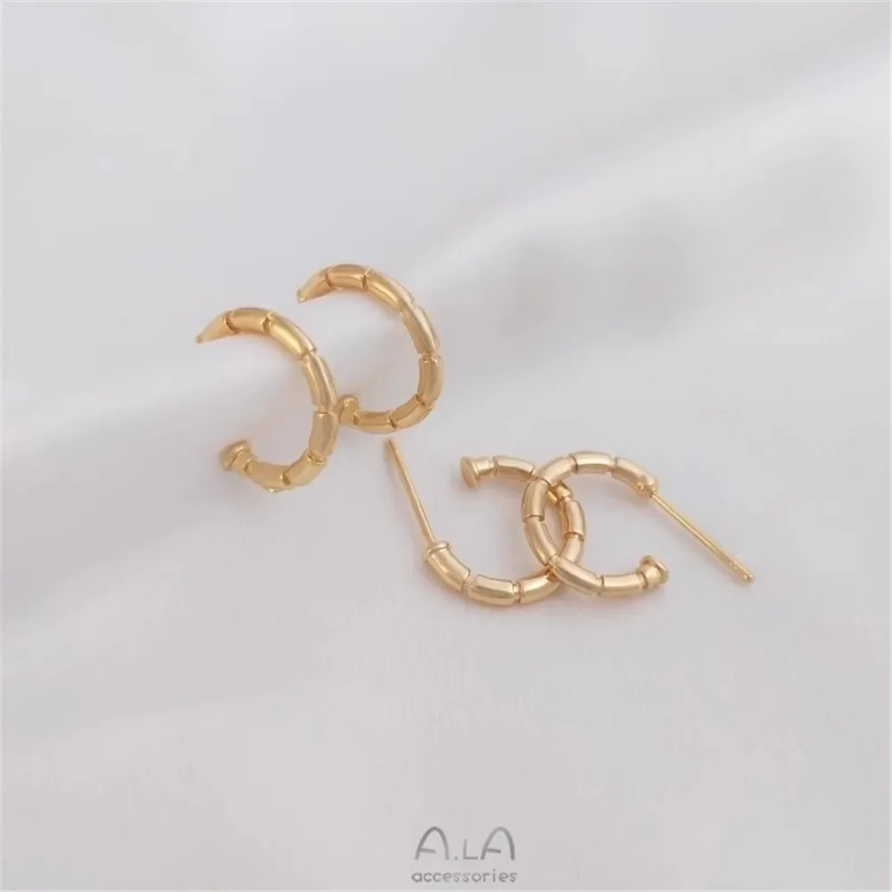 14 К позолоченные C-образные железные серьги для ногтей серебряные иглы 925 пробы