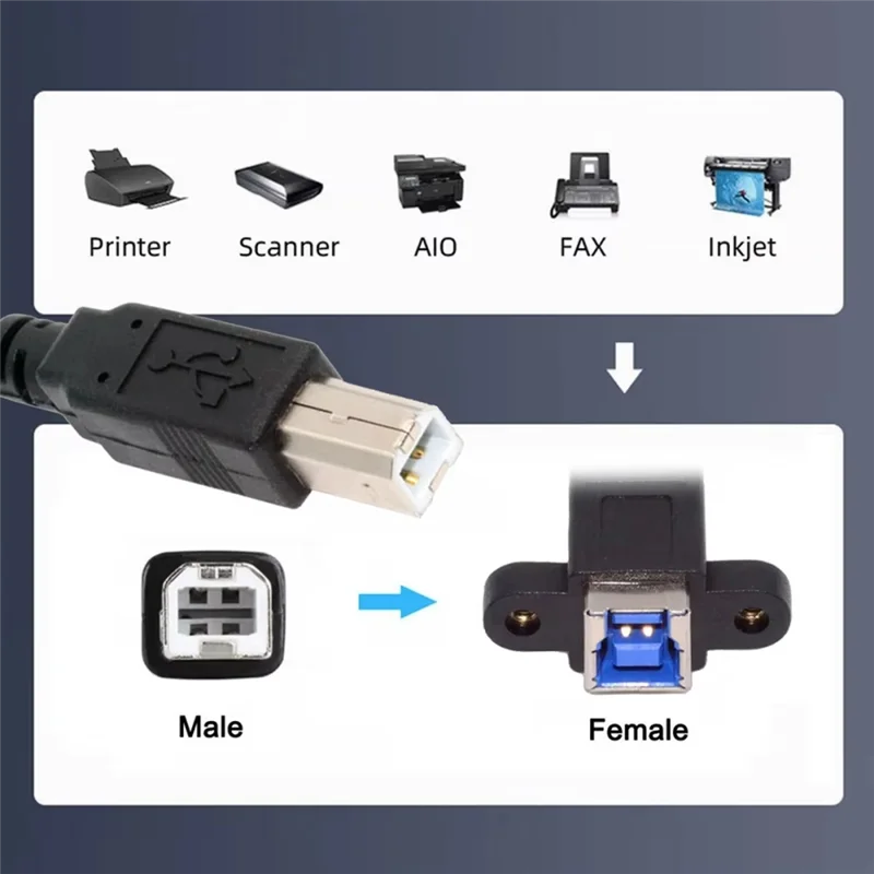Фото Удлинитель кабеля FEDI USB 3.0 Type-B «мама» к USB2.0 Type-B «папа» для диска SSD-камера для передачи данных 30 см №2