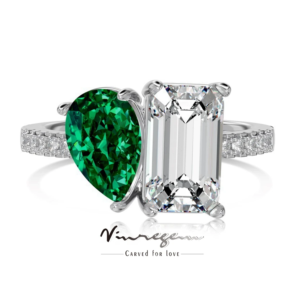 Женское кольцо из серебра 100% пробы с изумрудом