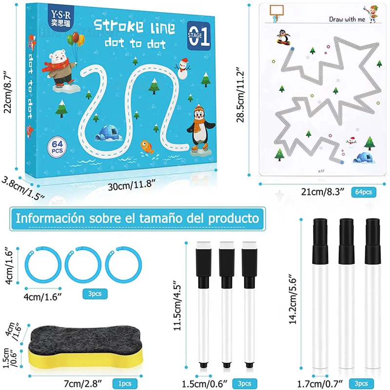 

Magical Tracing Workbook Set Reusable Magic Practice Copybook for Kids with Drawing Pens and Eraser Pen Control Training Book