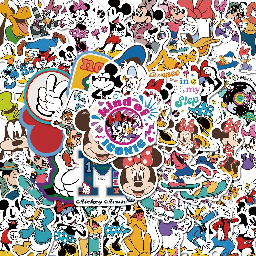 

10/30/50/100pcs Cute Disney Cartoon Mickey Mouse Stickers for Kids Toy Decal DIY Scrapbook Laptop Phone Waterproof Anime Sticker