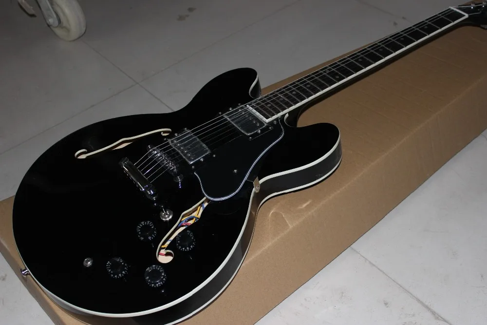 

Custom shop hollow body jazz electric guitar.black color gitaar.rosewood fingerboard guitarra.support customization
