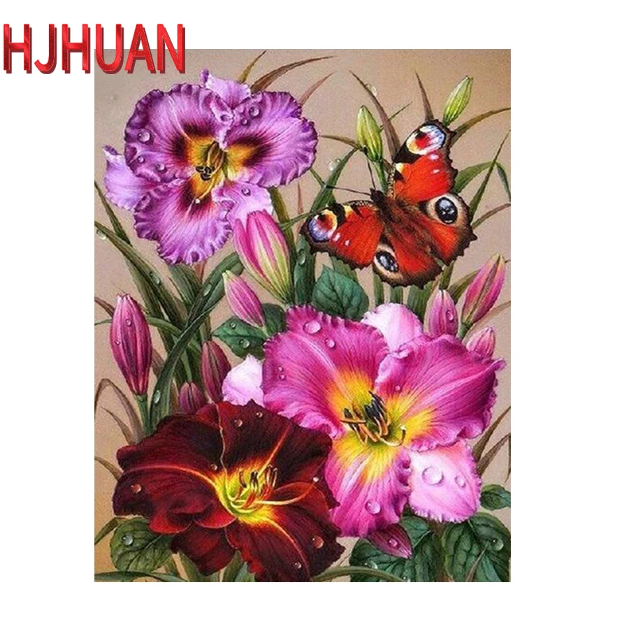 

New 5d diy Diamond embroidery butterfly and flower Modern decor mosaic diamond painting full square/round drill,New gift picture