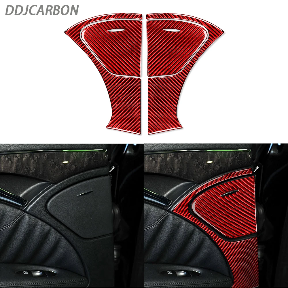 Red Real Carbon Fiber Back Door Ashtray Cover Trim Set Car Interior Accessories Sticker For Benz E-Class W211 2003-2009