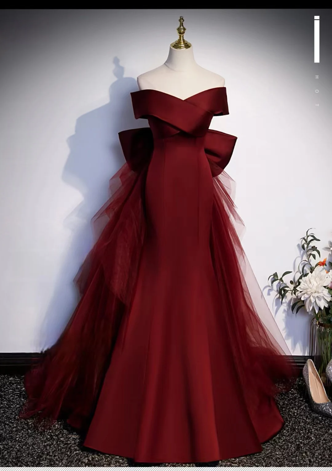 

Private Custom Wine bow detachable train Long lady girl women princess bridesmaid banquet party ball prom dress gown free ship