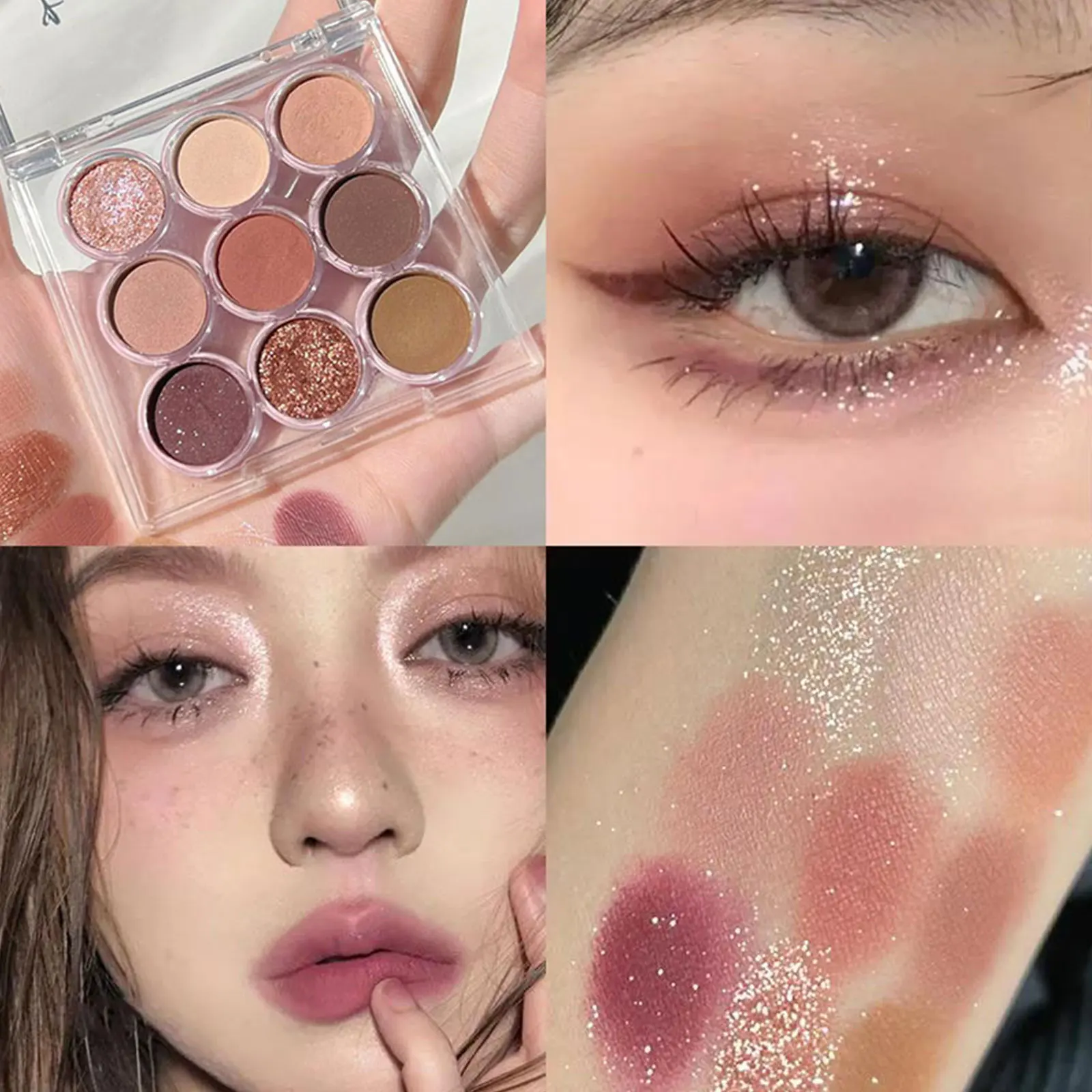 

9 Colors Makeup Party Eyeshadow Pallete Retro Shiny Green Eye Shadow Palette Brown Shimmer Glitter Matte Shades Neon Pigments