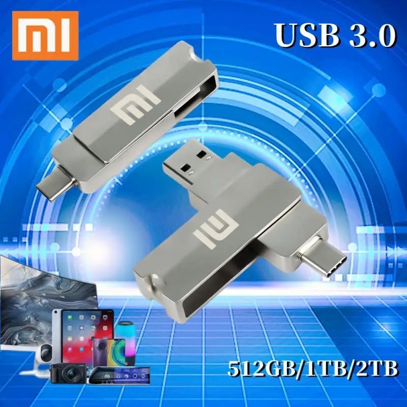 Xiaomi USB3.0 U Disk 2TB 1TB Mobile USB Stick 512GB High Speed All Metal OTG Type-C Dual Interface -Functional For SmartPhone
