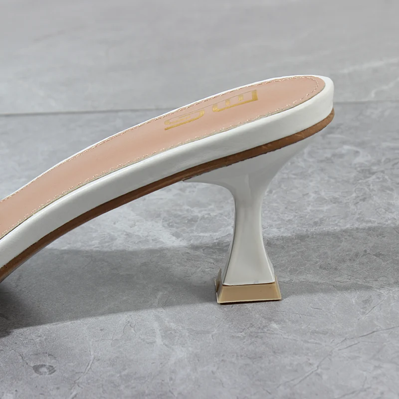 Modern Slippers 2022 Summer New Handwoven Crystal High Heel Sandals Outside White Fashion Sexy Party Women's Slippers