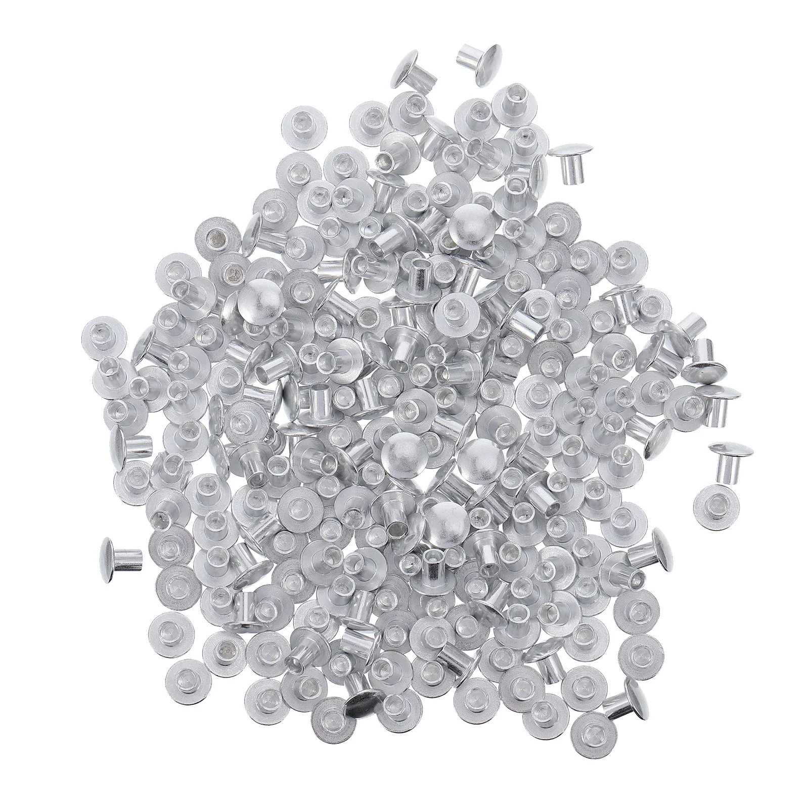 

200pcs Practical Aluminum Alloy Flat Head Semi-tubular Rivets Silver Tone