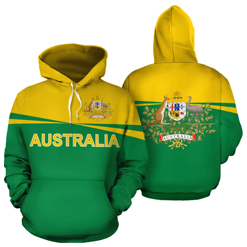 Australia Flag Graphic Sweatshirts Fashion National Emblem Pullovers Funny Kangaroo 3D Printed Hoodies For Men Casual