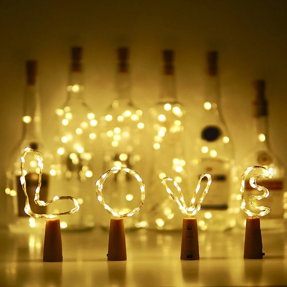 

2M 20LED Wine Bottle Fairy String Lights Battery Cork Shaped Festival Wedding Party