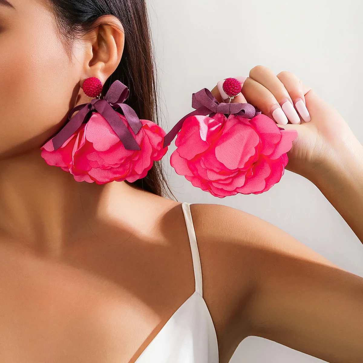 

5 Colors Exaggerated Big Flower Earrings For Women Romantic Party Wedding Drop Earrings Simple Fashion Jewelry Girls Gift 2023