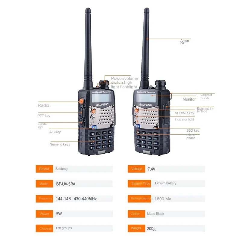 Baofeng Walkie Talkie Uv-5ra Civil Outdoor Walkie Talkie Long Endurance Intelligent Noise Reduction