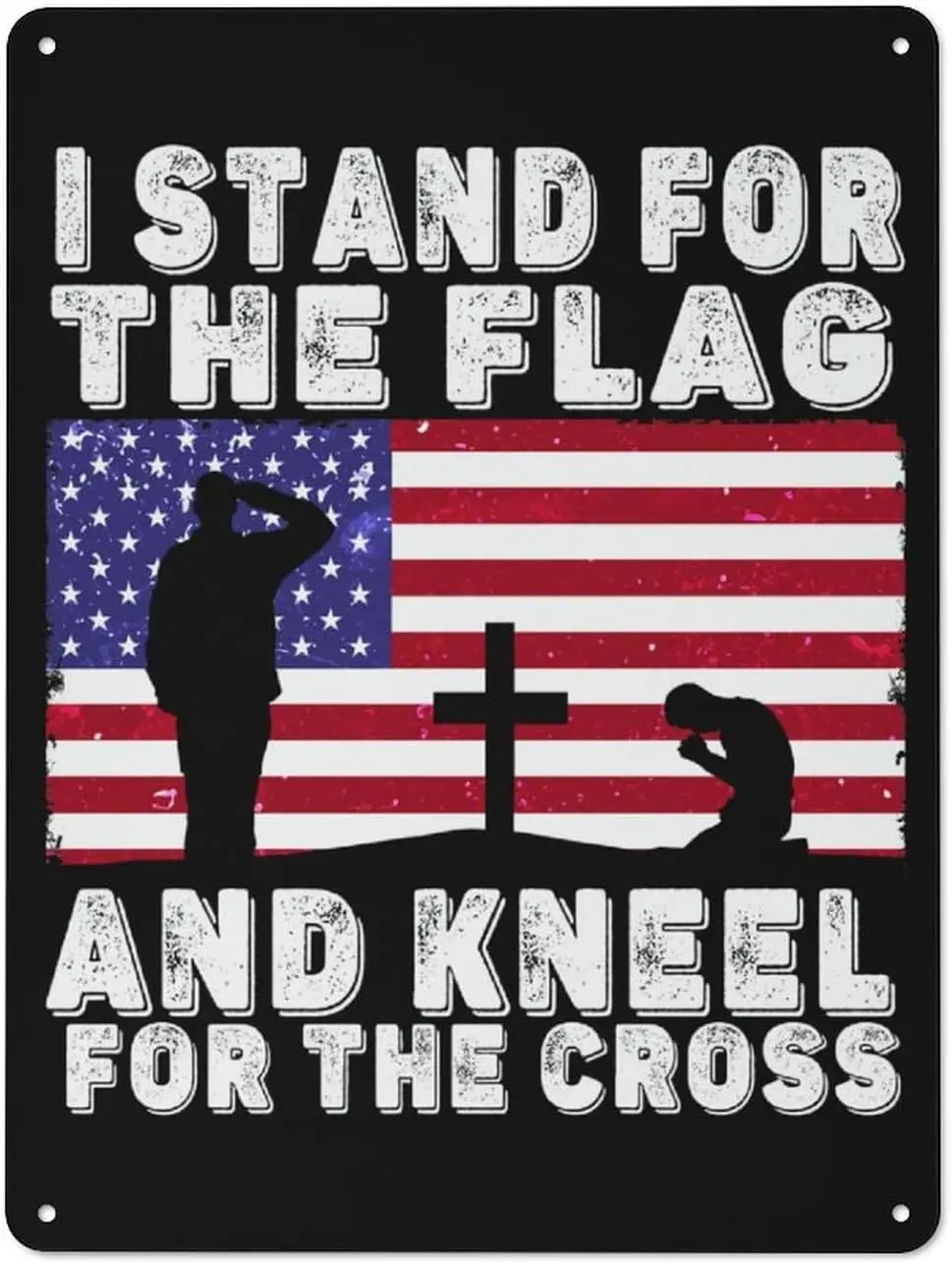 I Stand for The Flag Kneel Cross Металлическая жестяная вывеска в стиле ретро настенная