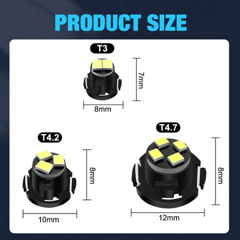 10 шт. Canbus T3 LED T4.2 T4.7 светодиодная лампа для салона автомобиля, индикатор клина, приборная панель, обогревающая автоматическая лампа для инструментов, 12 В постоянного тока