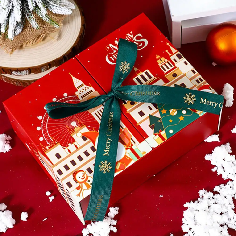 Festive Double Door Christmas Gift Box With Bowknots For Party Decor Merry Packaging Supplies Color Gift Box