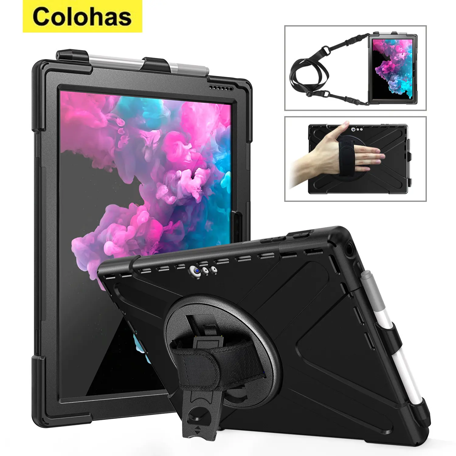 

Для Microsoft Surface GO 1 2 3 Pro 4 5 6 7 планшет защитный чехол Funda ударопрочный прочный чехол с вращающимся кронштейном подставка ручка захват