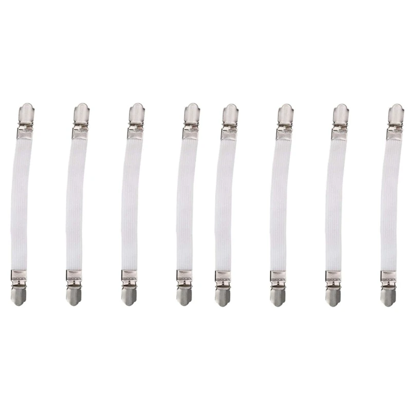 

8Pcs Elastic Crisscross Multifunctional Stainless Steel Adjusting And Fixing Clamp Gripper Holder Fasteners Suspender White