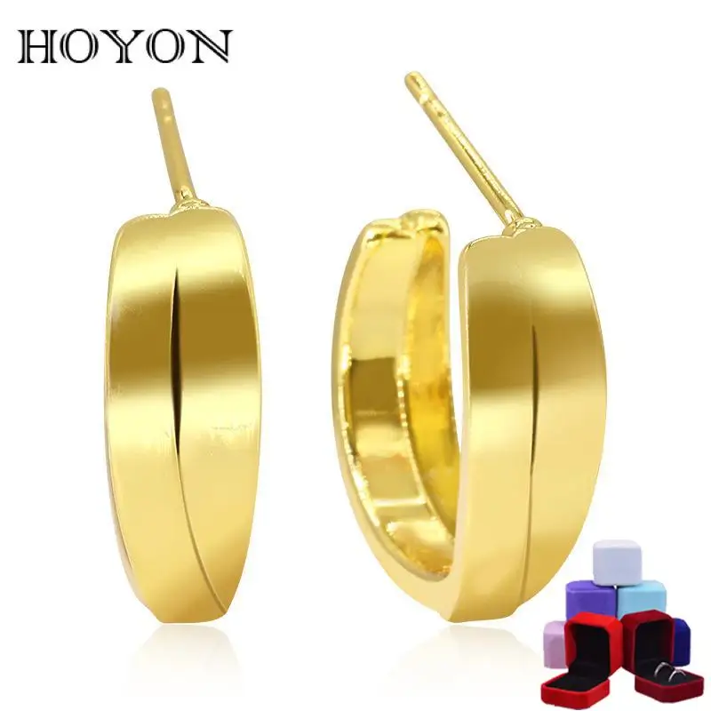 

HOYON Bonor 18K Gold Color bright interface C-shaped earrings For Women 2022 New Rose Gold and Sliver Color Niche Design Jewelry