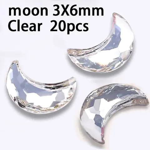 3 × 6 мм, 20 шт., лунный дизайн, бриллиант с плоским основанием, блестящее стекло, искусство ногтей, кристалл, 3D украшение для ногтей
