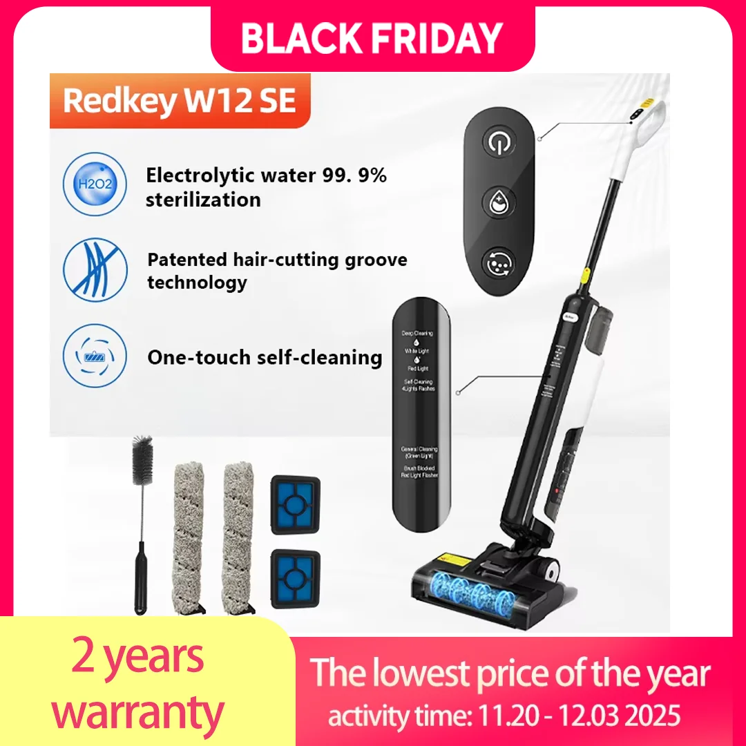 

Вертикальный/ручной пылесос Redkey W12 SE, 150 Вт, беспроводной, влажная уборка, пылесборник
