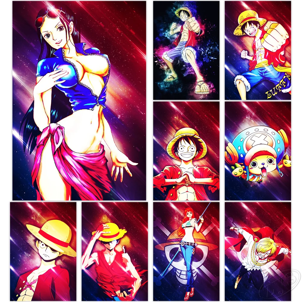 

Print One Piece Canvas Home Decor Monkey D. Luffy Wall Art Mico Robin Painting Modular Nami Poster HD Modern Picture Living Room
