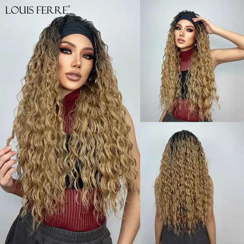 LOUIS FERRE длинный кудрявый черный парик с лентой