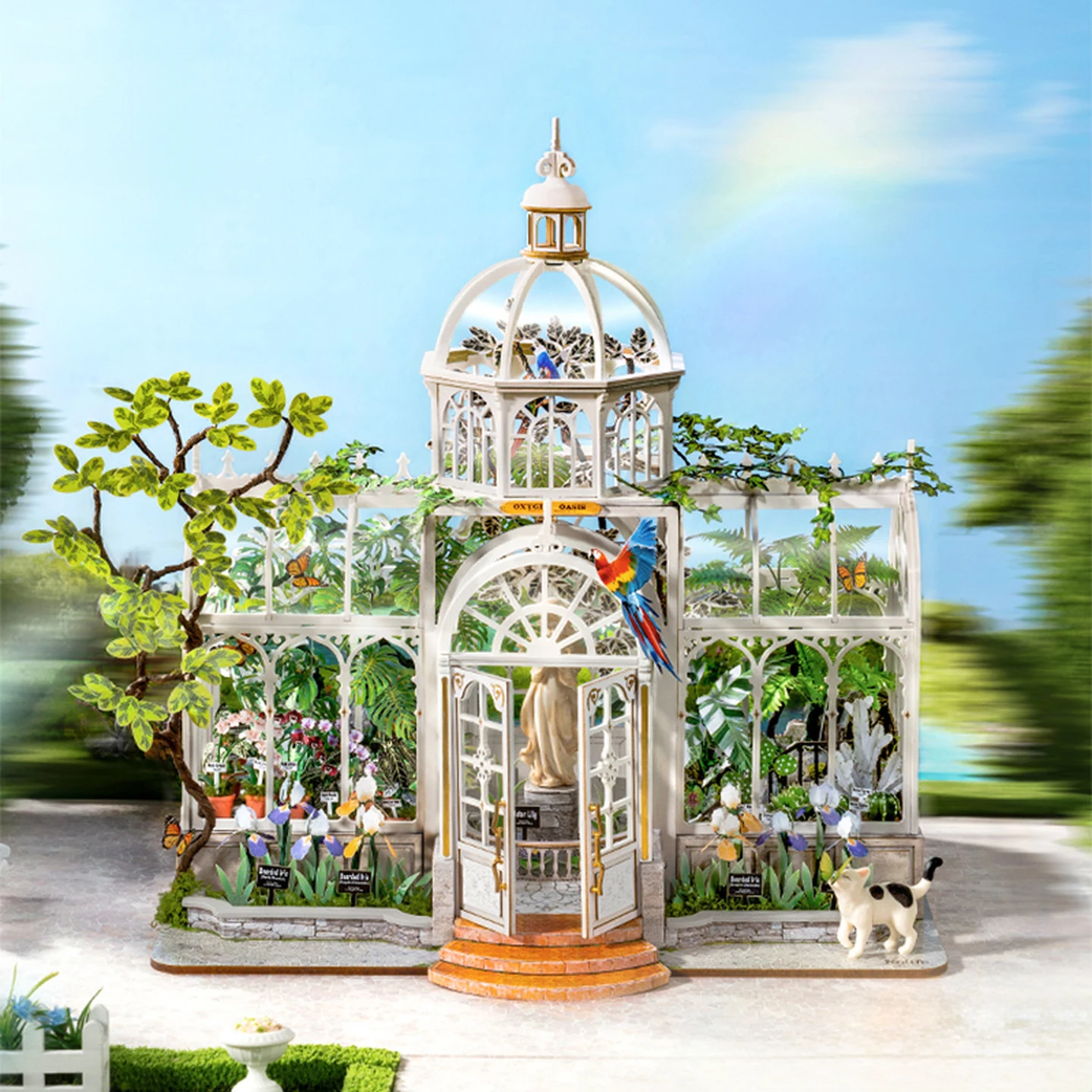 Фото Набор для сборки миниатюрного садового домика-теплицы DIY Light Oxygen Greenhouse – 3D деревянный пазл, романтическая модель художественного коттеджа со светодиодной подсветкой, подарок на день рождения №2