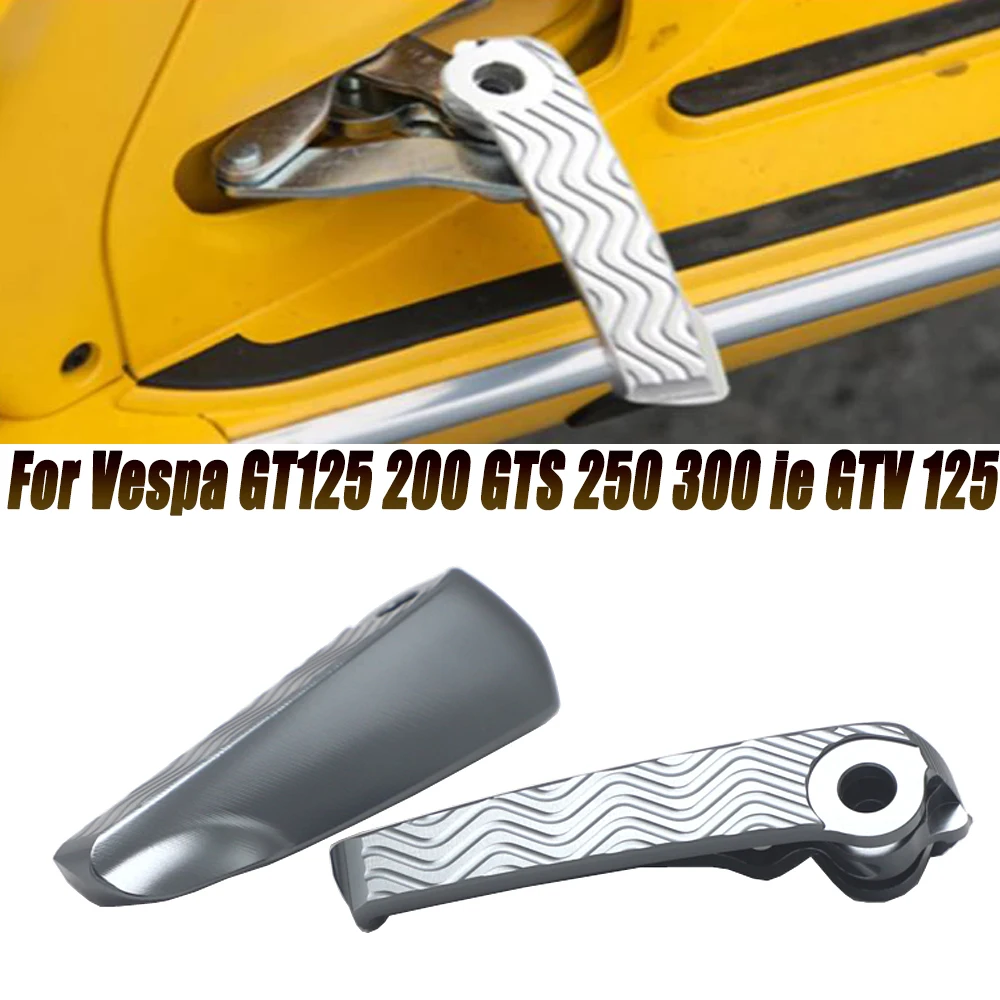 

For Vespa GT GTS GTV 125 200 250 300 300ie Motorcycle Rear Passenger Foot Pegs Mount Black Pedal Extended Footpegs