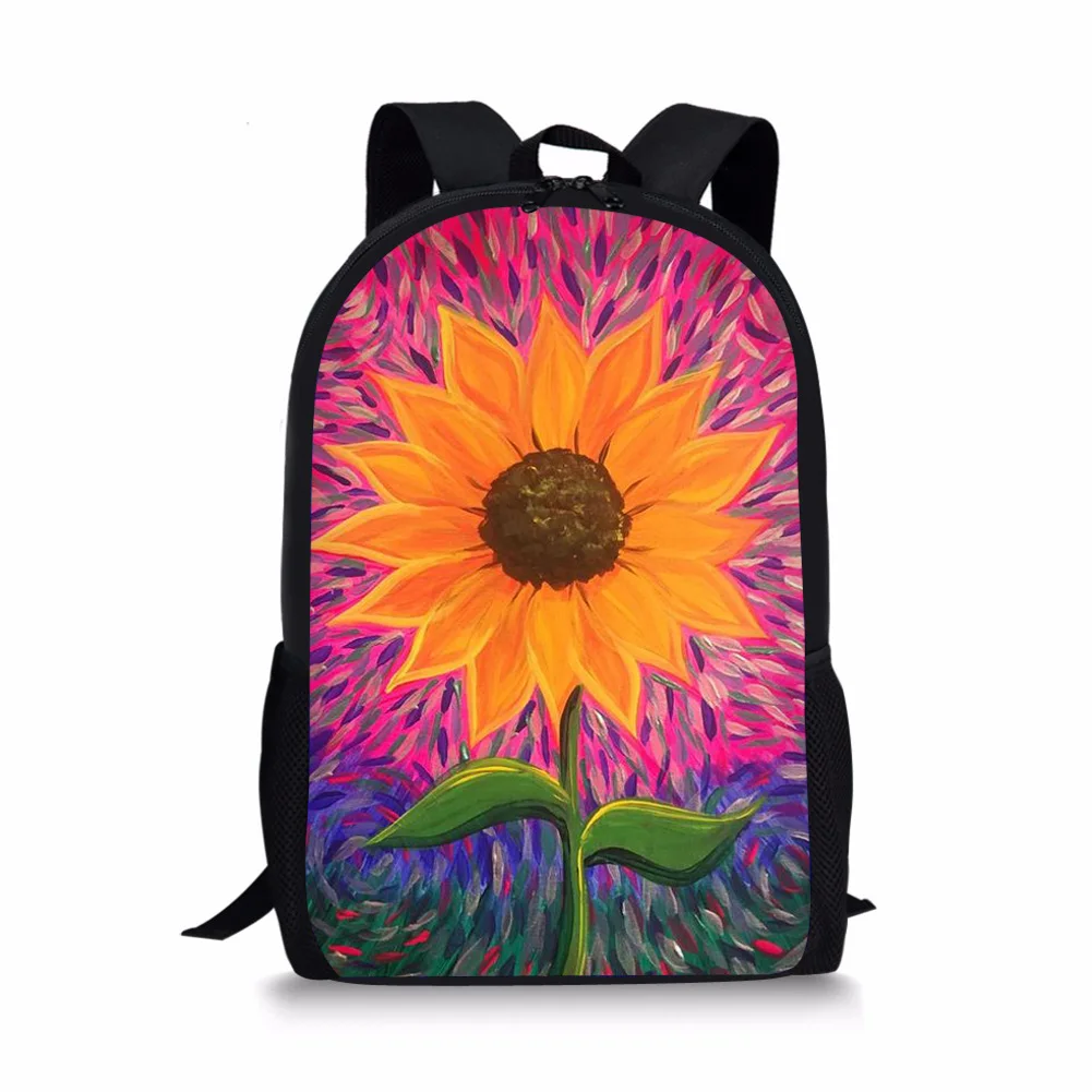 Sunflower Print New Large Schoolbag Student School Backpack Waterproof Bagpack Capacity Primary Book Bags