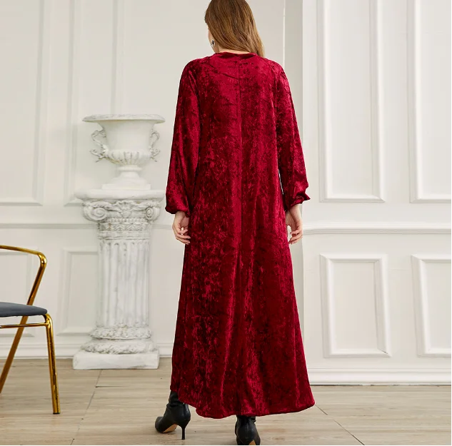 Red Ramadan Eid Mubarak Kaftan Abaya Dubai Arabic Turkey Islam Indian Muslim Dress Abayas For Women Prayer Clothes Robe Femme