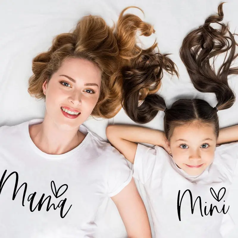 

Girl Summer Family Costumes Clothes for Mom and Daughter Parent-child Outfit Son Cotton Printed Long Sleeve Casual Round Neck