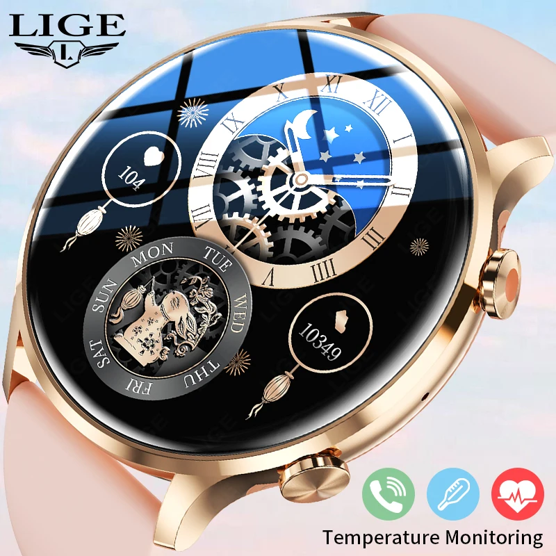 

LIGE 2023 New Smart Watch Women Body Temperature Sports Tracker Female Physiological Blood Glucose AMOLED Screen Mens Smartwatch