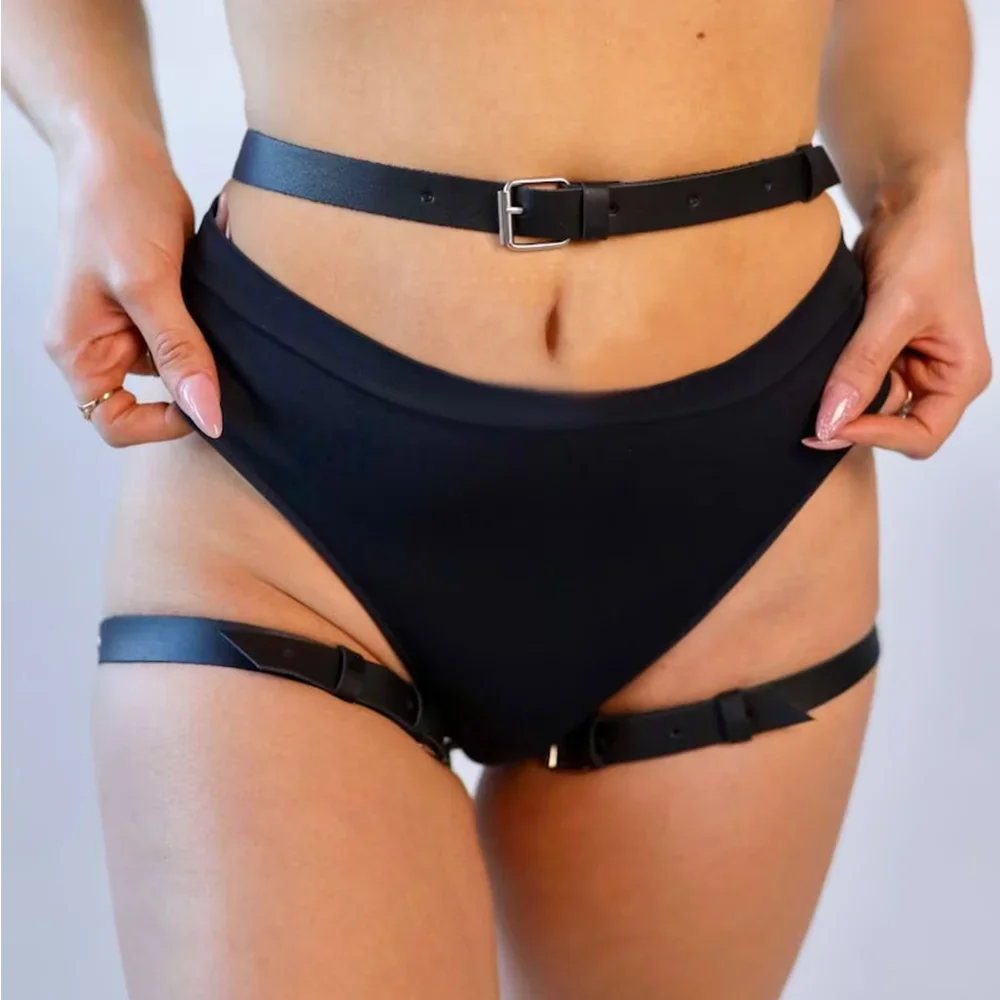 Сексуальный ремень на талию для ног кожаное нижнее белье женское бондажное в