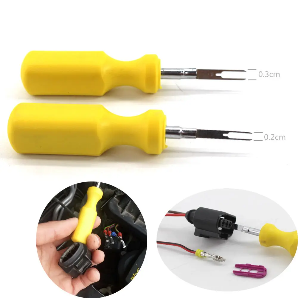 

2pcs Car Wire Harness Connector Thread take-up Tool Car Repair Professional Wiring Connector Pin Extractor 2mm 3mm