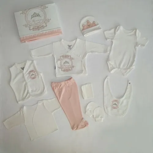 

New Born Girl 10 Pieces Natural %100 Cotton Baby Set
