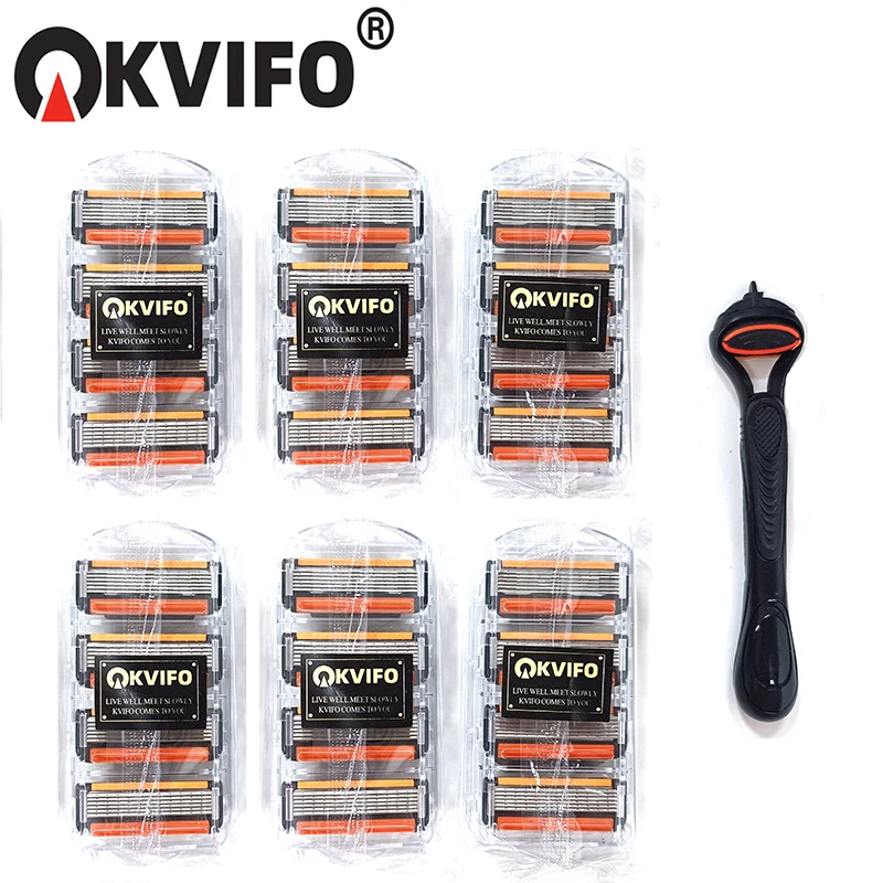 6-слойные сменные лезвия KVIFO для мужских бритвенных станков Безопасная бритва
