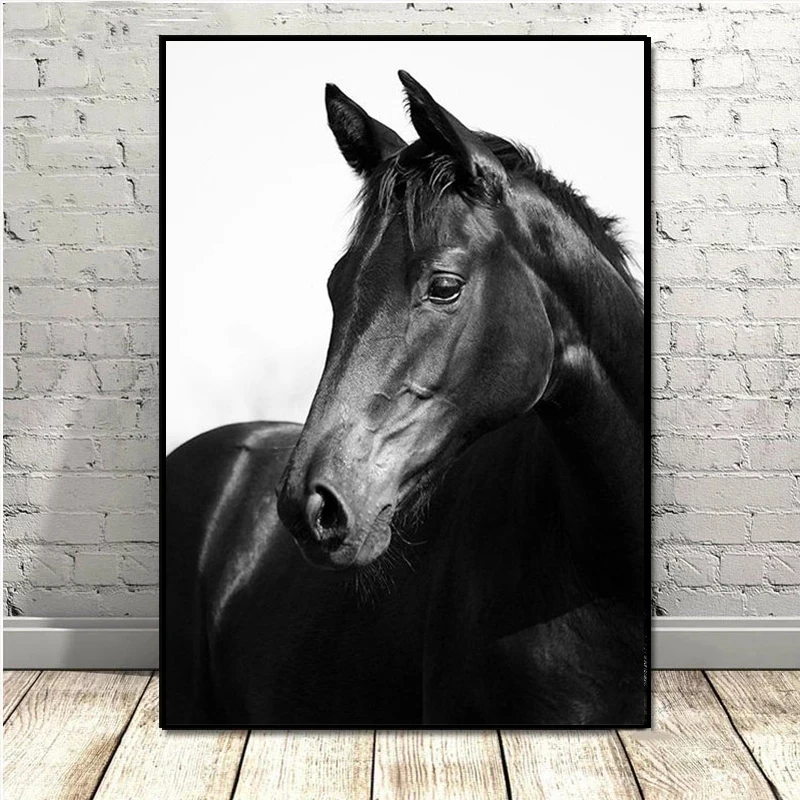 Абстрактный современный принт холст постер черная лошадь украшение для гостиной