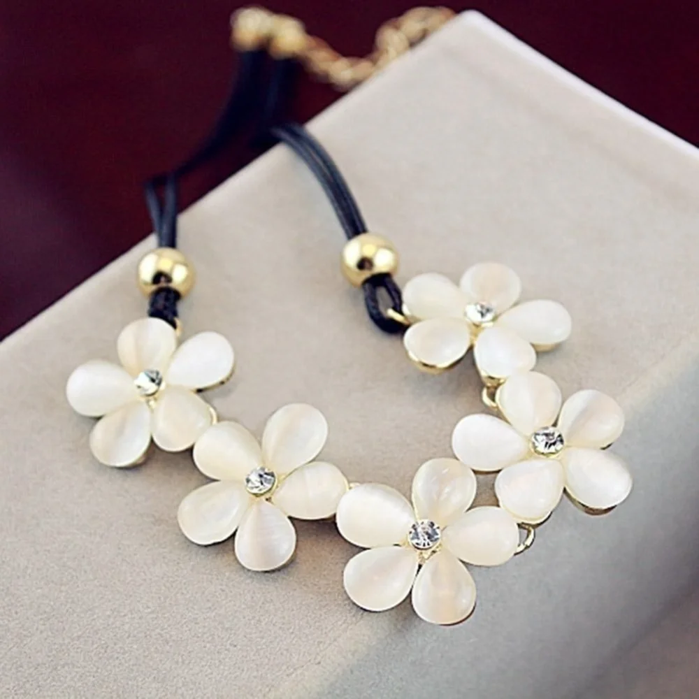 

White Flower Necklace Lady's Women Stainless Steel Jewelry Accessories Birthday Gift For Girl