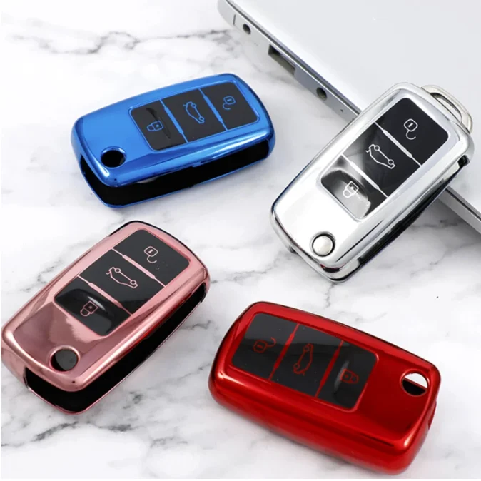 

Soft TPU Car Key Case Cover Bag Shell Keychain for VW Polo Bora MK 6 Passat Beetle Jetta Caddy Eos Tiguan for Skoda Octavia