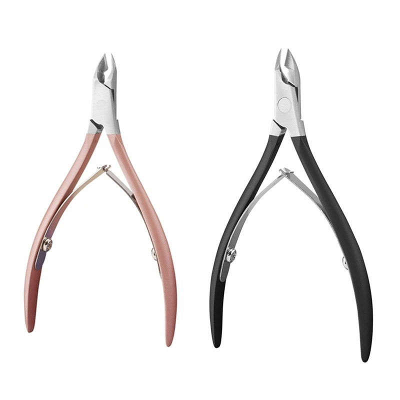 

2 Pcs Nail Cuticle Pusher Tweezer Cutter Nipper Clipper Dead Skin Remover Manicure Art Grooming Tool Beauty Nail Pliers , Black