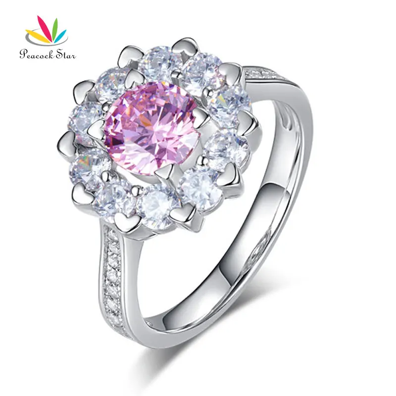 

Peacock Star Snowflake 925 Sterling Silver Wedding Anniversary Ring 1 Ct Fancy Pink CFR8264