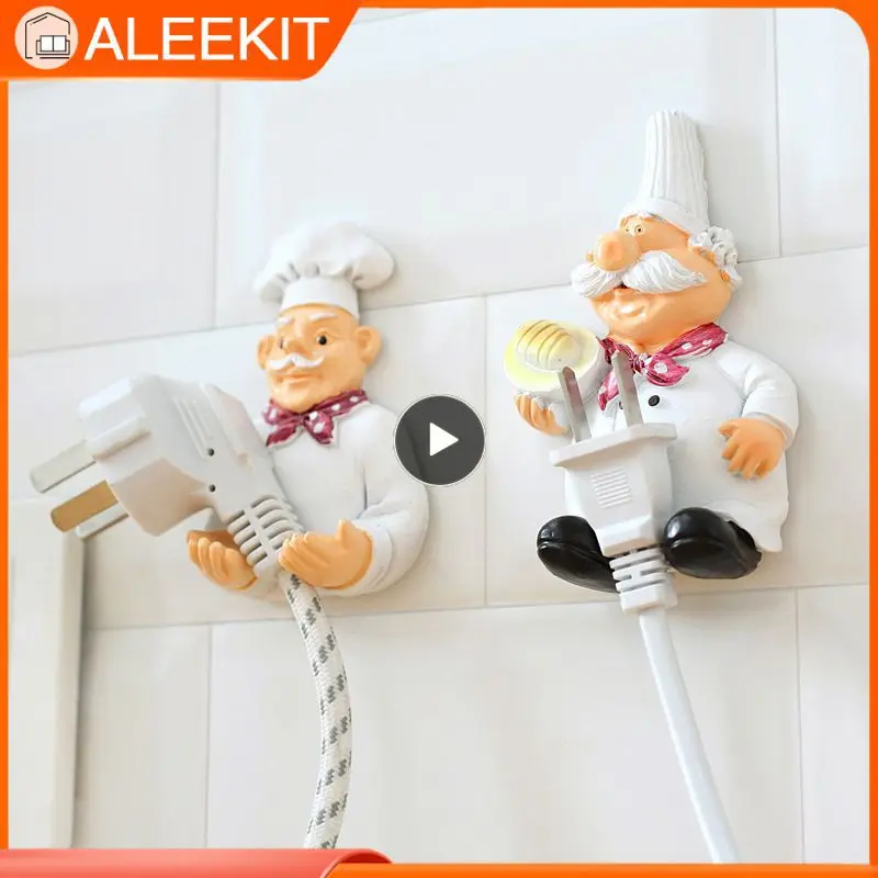 

Wall-mounted Storage Hooks Kitchen Plug Decor Bracket Cartoon Cook Power Socket Cord Organizer Holder Sticky Hooks Wholesale