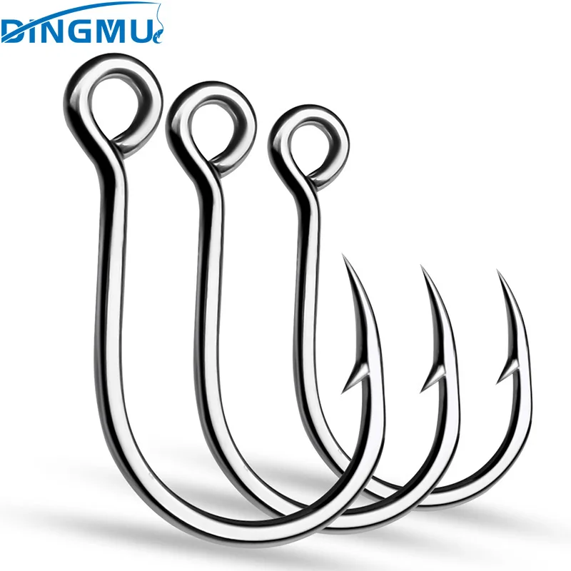 

100pcs Big Eye Single Hooks 6-4-2-1-1/0-2/0-3/0 High Carbon Steel Fishing Hooks Barbed Sharp Fishhooks for Lure Pesca