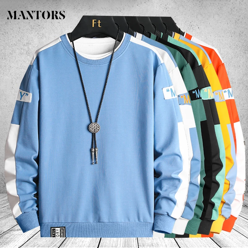 

O-Neck Hoodies Sweatshirt Men's Spring Autumn Casual Hip Hop Pullover Unisex Sportswear Male New Fashion Patchwork Hoody Tops