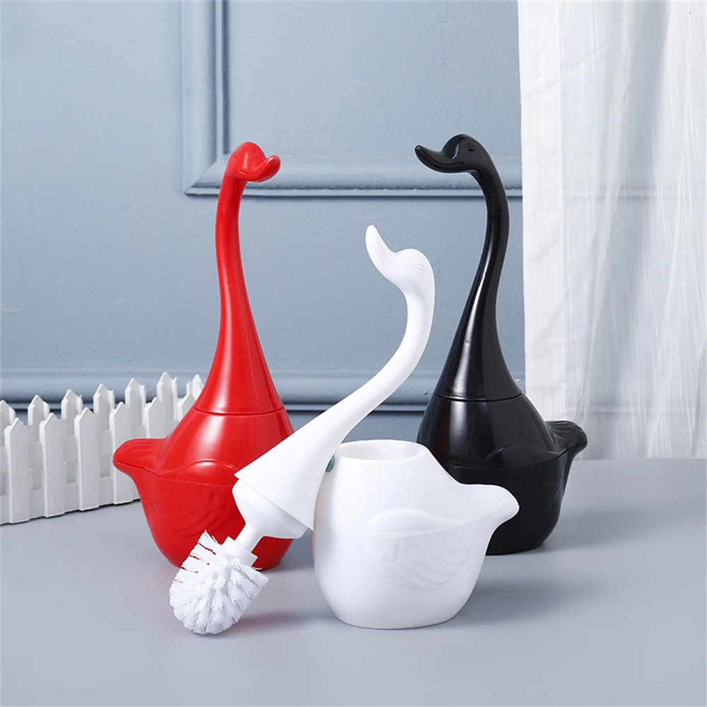 

Vertical Creative Swan-Shaped Toilet Brush Storage Soft Glue Brush Toilet Brush and Bracket Cleaner Set Bathroom Cleaning Tools