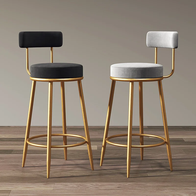 

Nordic Bar Chair Golden High Chair Modern Dining Chair Wrought Iron Backrest Bar Stool Front Desk Stool Chairs sillas de bar