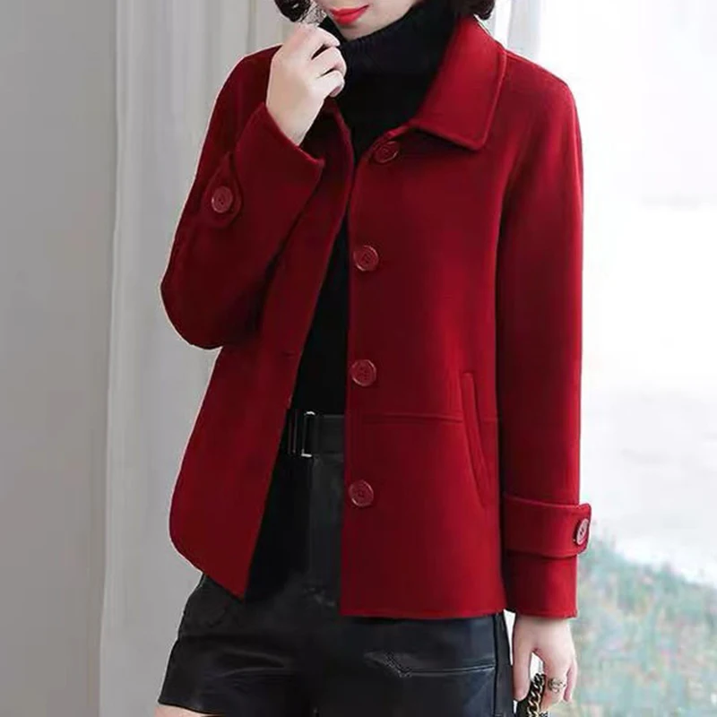 Short woolen coat women's fashion autumn new style fragrance loose fashion casual street snap button cardigan coat